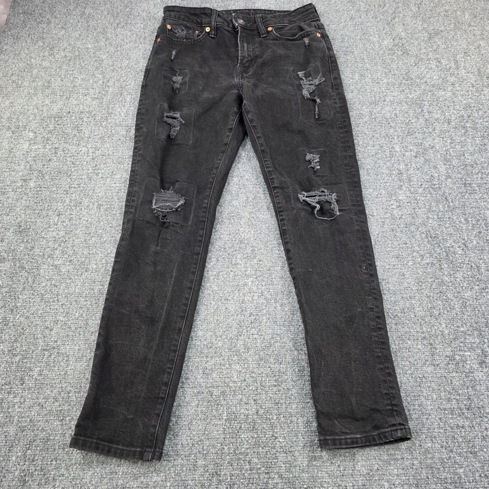 American Eagle Mens‎ Athletic Skinny Black Wash Distressed Jeans 30x30 Airflex